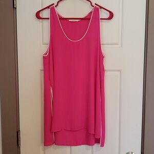 LUSH Hot Pink and White flowy tank top Women's size Small